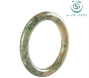 1 Natural Xiuyu Jade Bangle, Earth Blue Tiger Skin Orchid