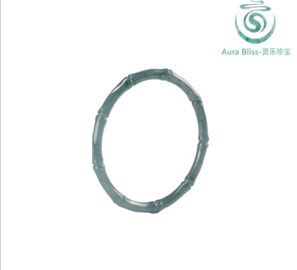 1 Natural A-Grade Jadeite Bamboo Bangle, Women's Ice Jade Bracelet