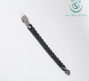 1 Natural A-grade jadeite pea green Cuban link bracelet, gemstone titanium steel, hip-hop style, trendy unisex accessory