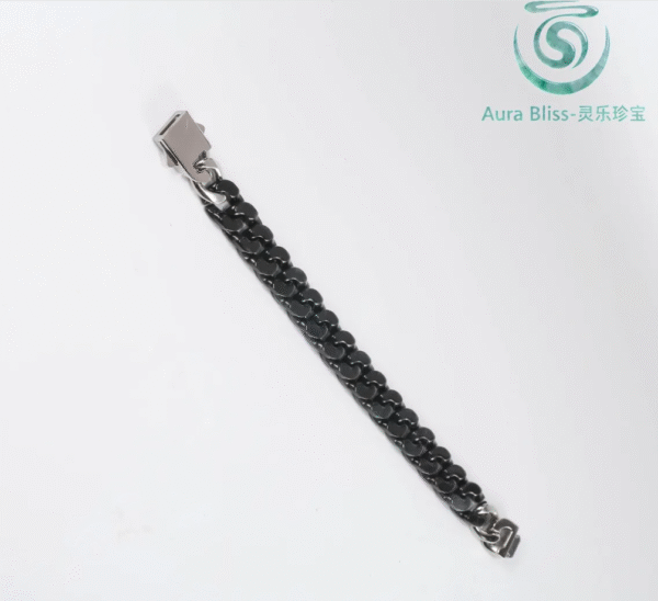 1 Natural A-grade jadeite pea green Cuban link bracelet, gemstone titanium steel, hip-hop style, trendy unisex accessory