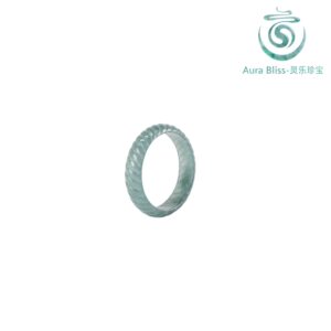 已加LOGO (27) Dragon Scale Jadeite Ring: Natural Grade A Icy Jade, Light Green