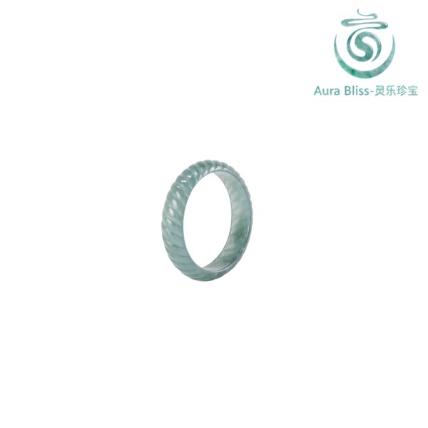 Dragon Scale Jadeite Ring: Natural Grade A Icy Jade, Light Green